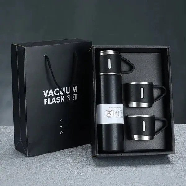 3 Cup 500 Ml Double-layer Stainless Steel Vacuum Flask Set ( Random Color )