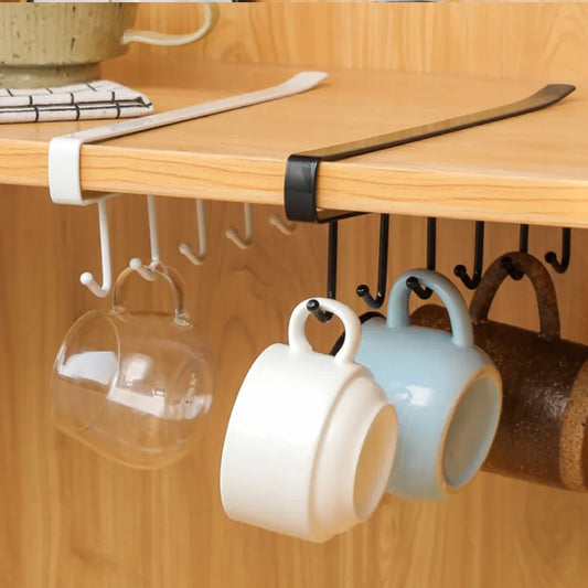 10 hooks Mug Cups Wine Glasses Storage Hooks Kitchen Utensil Ties Belt and Scarf Organizer Hanging Hook Rack Holder Under Cabinet Closet (random color )