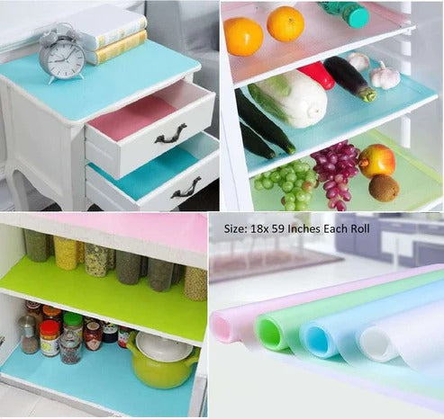 Refrigerator Mats Shelf Liners, Plastic Refrigerator Liners Washable Can Be Cut Waterproof Refrigerator Pads Fridge Mats Drawer Table Placemats (Multi Colors)