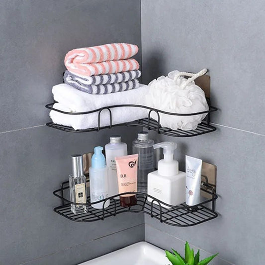 Metal Corner Rack For Bathroom &amp; Kitchen | Bathroom Metal Shelf Organizer | Storage Rack Corner Frame Shampoo Storage Holder | Wall Mount Bathroom Accessories (Without Hook)