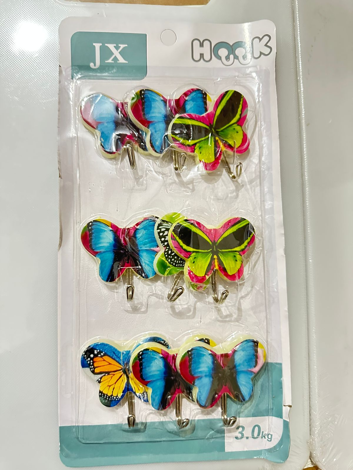 9pcs Adhesive Wall Stick Hook In Butterfly Style (multi color )