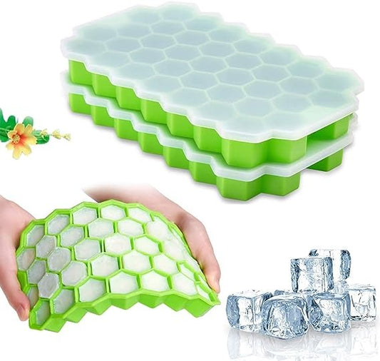 Silicone Ice Tray With Plastic Cover Cap | Push Pop Out Round Mini Ice Cube Trays - (1 PC) (random Color)