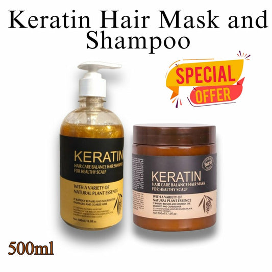 pack off 2 deal Hair Keratin Mask &amp; Shampoo Deal,  500ml