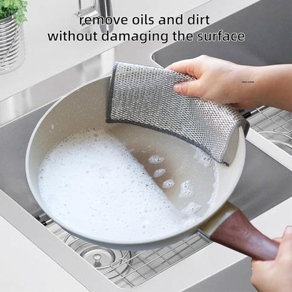 Combo Deal Disposable Food Cover Plastic Wrap 100 Pcs + 2 Pcs Dishwashing Rug | Reusable Elastic Food Storage Covers & Metal Wire Dish Washing Rugs For Kitchen ₨162