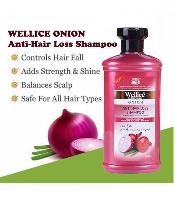 "Wellice Onion Anti Hair Loss Shampoo - Strengthening &amp; Nourishing Formula for Thicker, Fuller Hair